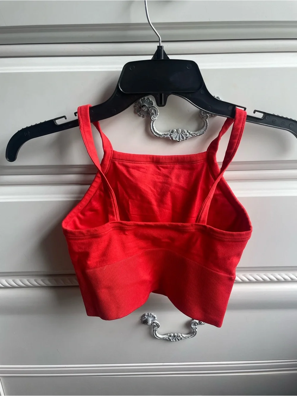 Aura Red Ribbed High-Neck Crop Top - Picture 5 of 5